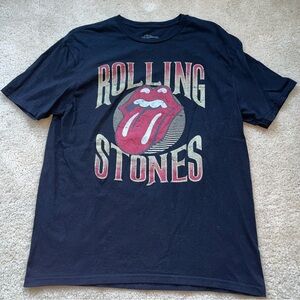 Rolling Stones Lips Black T Shirt - Size Adult Unisex L - EUC - 100% Cotton